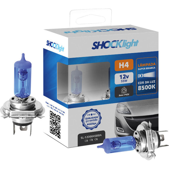 Par Lâmpadas Super Brancas H4 8500k ShockLight