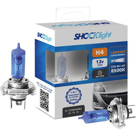 Par Lâmpadas Super Brancas H4 8500k ShockLight