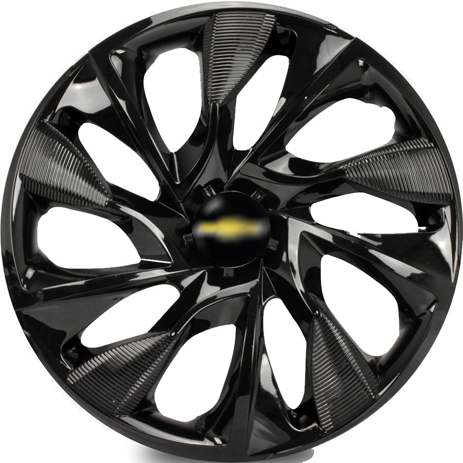 Kit 4 Calotas Esportivas aro 13/14 Preta Brilhante - GM