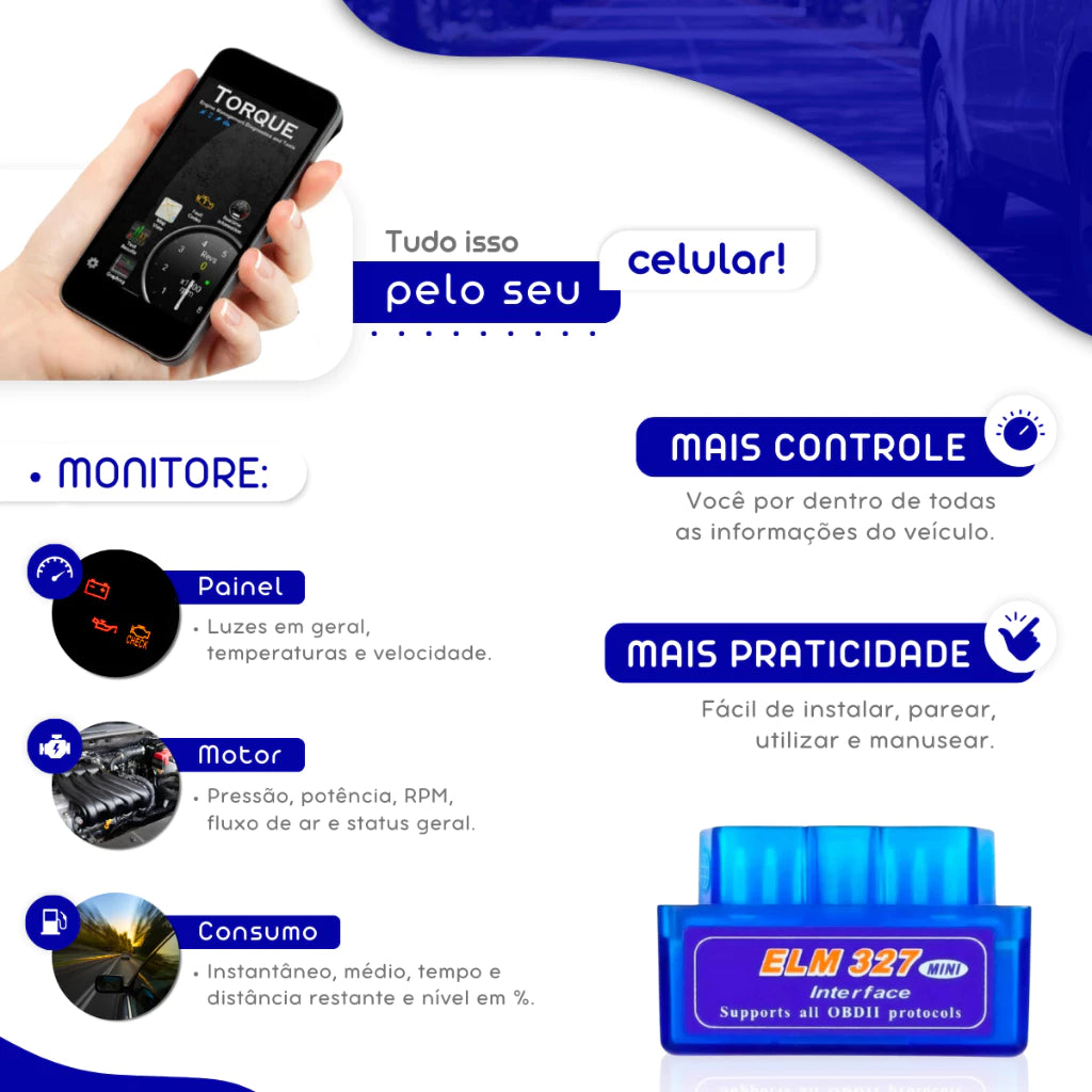 Mini Scanner Automotivo Bluetooth Obd2 Android EML 327