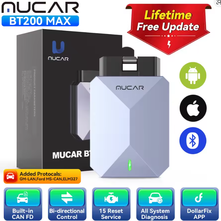 Scanner Bluetooth OBDII MUCAR BT200 MAX - COMPACTO E COMPLETO!