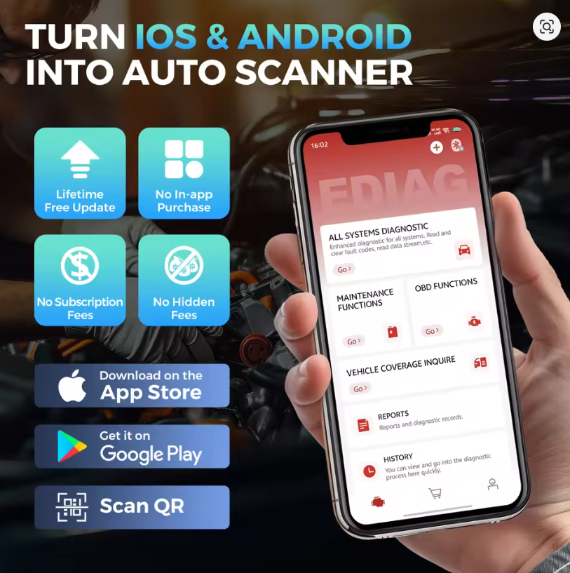 Scanner Bluetooth OBDII KINGBOLEN EDIAG ELITE - PEQUENO MAS MUITO PODEROSO!