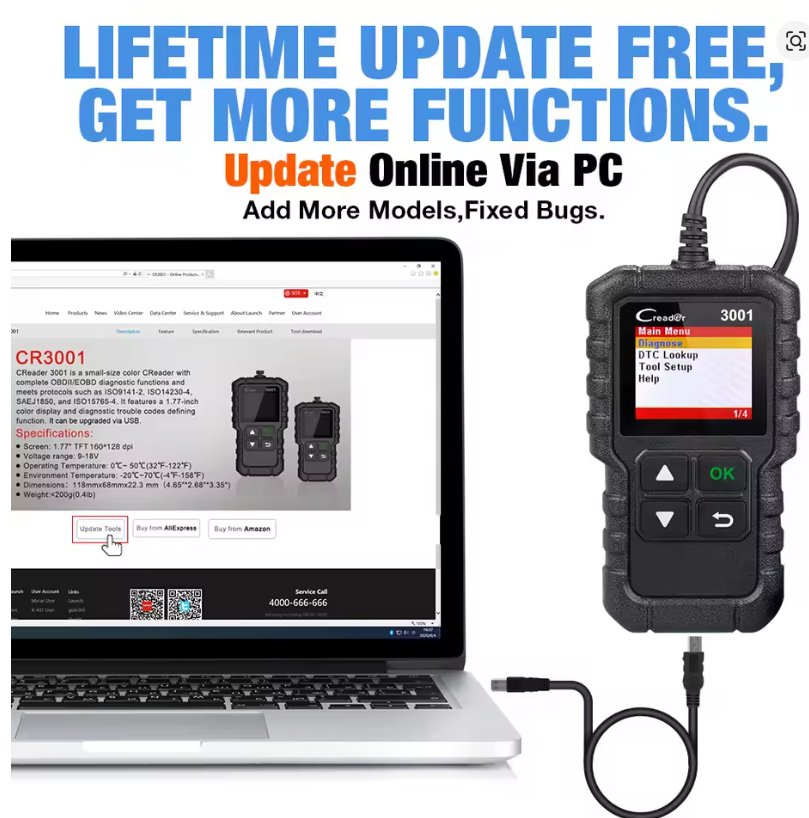 Scanner Bluetooth OBDII LAUNCH CR3001 - BARATO E COMPLETINHO!