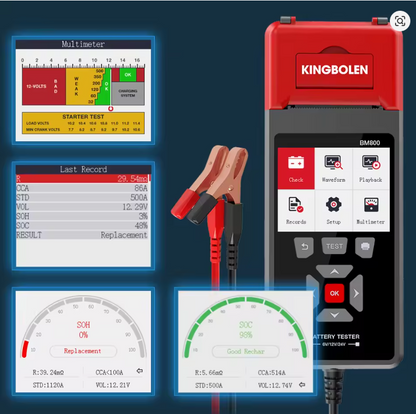 Scanner de Bateria e Teste de Alternador KINGBOLEN BM800