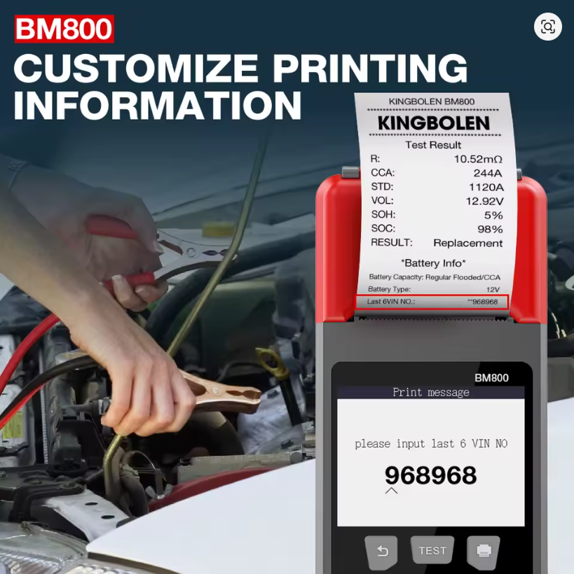 Scanner de Bateria e Teste de Alternador KINGBOLEN BM800