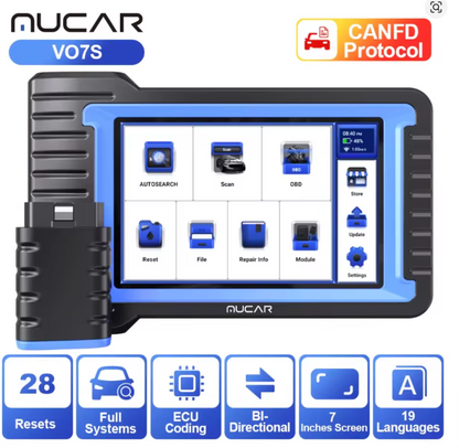 MUCAR VO7S CANFD Ferramenta de digitalização profissional Controle bidirecional ECU Codificação Ferramenta de diagnóstico de carro automático Sistema completo Scanner OBD2