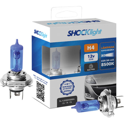 Par Lâmpadas Super Brancas H4 8500k ShockLight