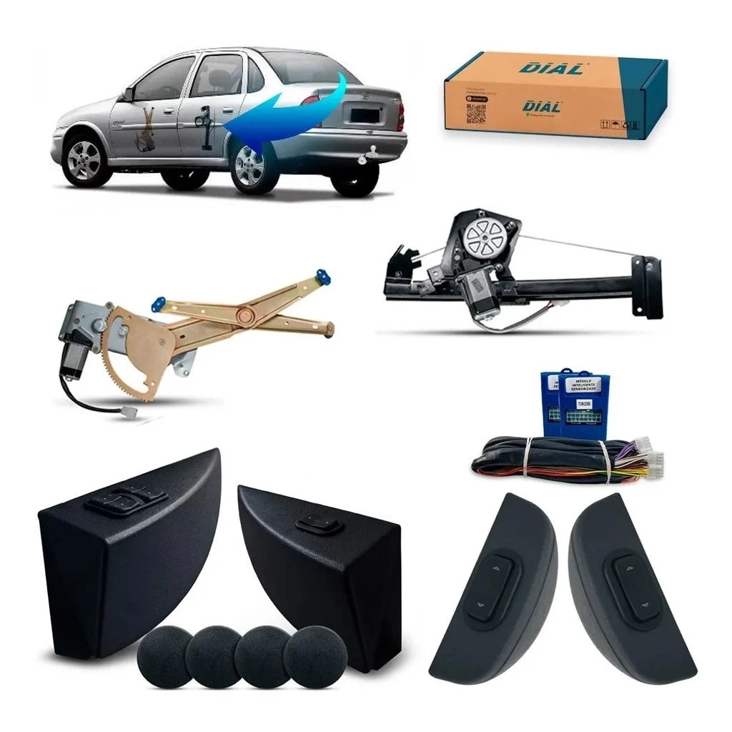 Kit Vidro Eletrico Classic Corsa Super Corsa Sedan Wagon 4 Portas completo Inteligente (1996-2016)