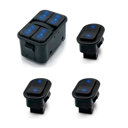 Par de Interruptores Corsa Celta Agile Quadruplo E Simples Led Azul 4 Portas