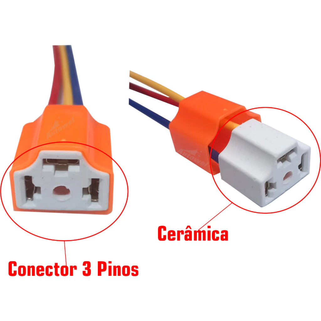 Par Chicote Soquete Conector Farol Lâmpada H4