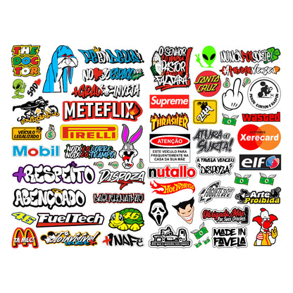 Kit 200 Adesivos Capacete Moto Bike Carro Adesivo Vinil Prova D'água Novos Modelos