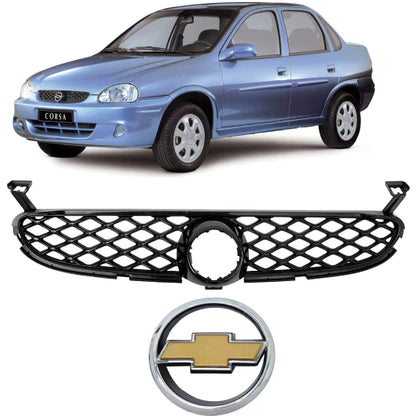 Grade Colmeia Corsa 2000/2010 Preto + Emblema Dourado