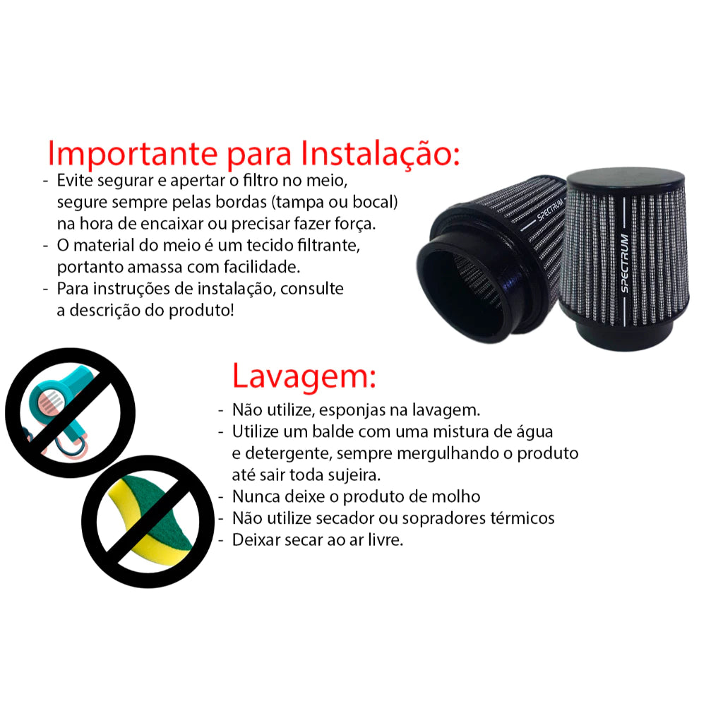 Filtro de Ar Esportivo Mono Fluxo - Lavável