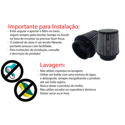 Filtro de Ar Esportivo Mono Fluxo - Lavável