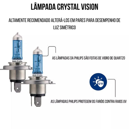 Par De Lâmpada Philips Crystal Vision Ultra Farol H4 60/55w 12v 4.100k