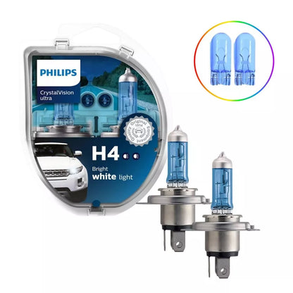 Par De Lâmpada Philips Crystal Vision Ultra Farol H4 60/55w 12v 4.100k