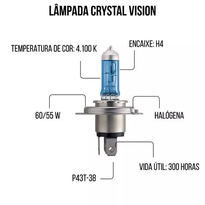 Par De Lâmpada Philips Crystal Vision Ultra Farol H4 60/55w 12v 4.100k