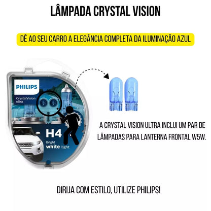 Par De Lâmpada Philips Crystal Vision Ultra Farol H4 60/55w 12v 4.100k