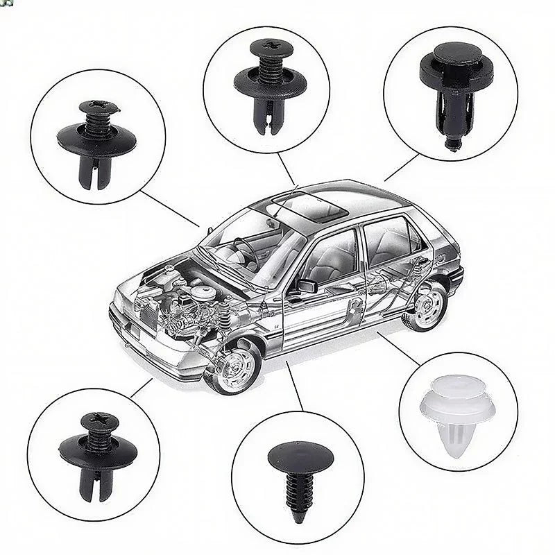 100 Pcs Kit Fixador Automático Clipe Mista Push Pino Retentor Rebite Para Porta Painel Carro