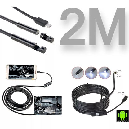 Micro Câmera Endoscópica USB Sonda Celular/PC - 2 Metros