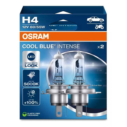 Par Lâmpada Halógena Osram Cool Blue Intense H4 60/55W 12V Premium Original Farol Alto Neblina