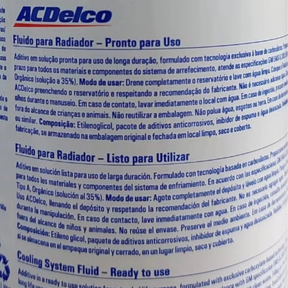 Aditivo Radiador Pronto Para Uso Acdelco GM 1 Litro Laranja
